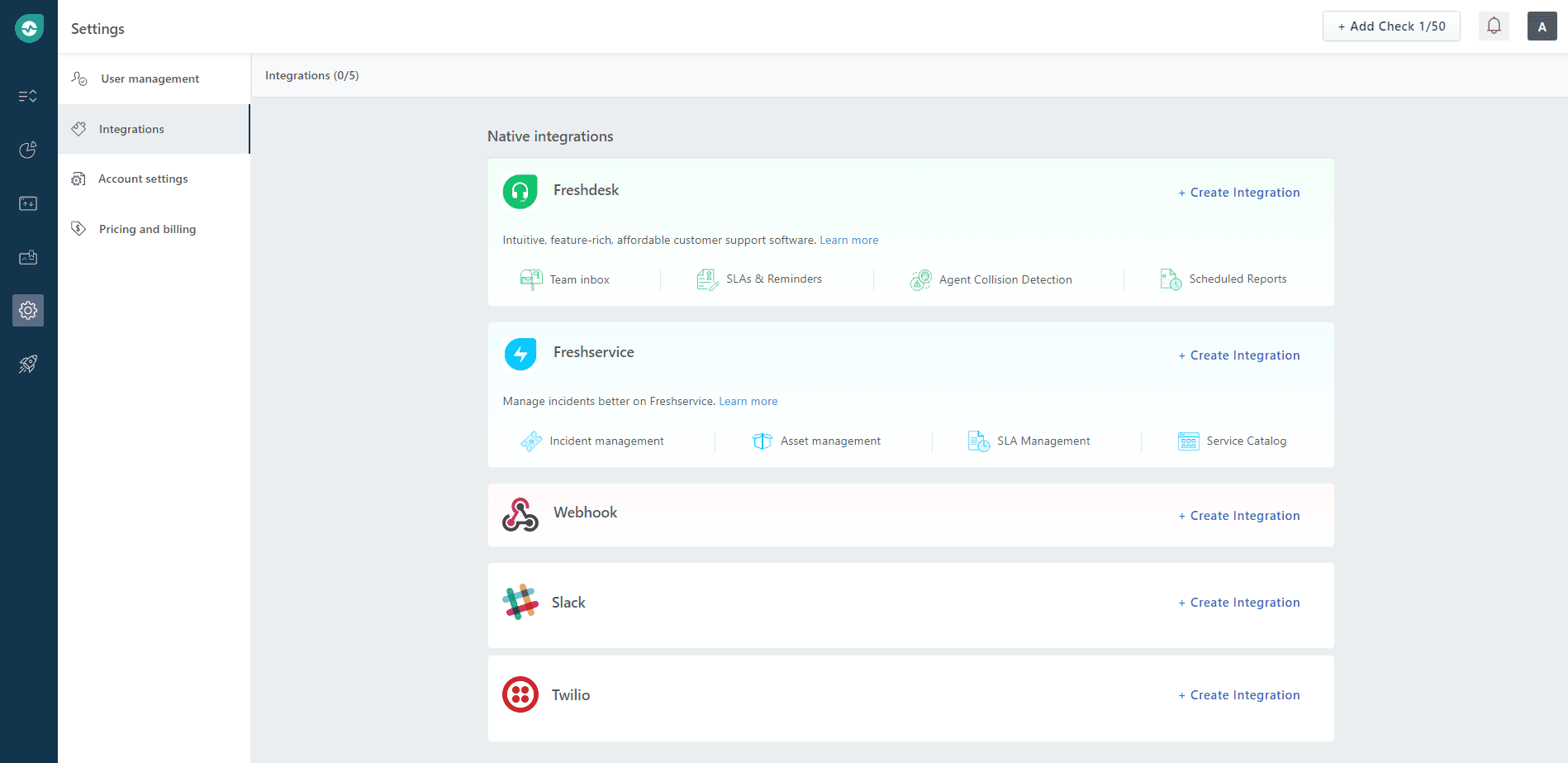 Freshping dashboard