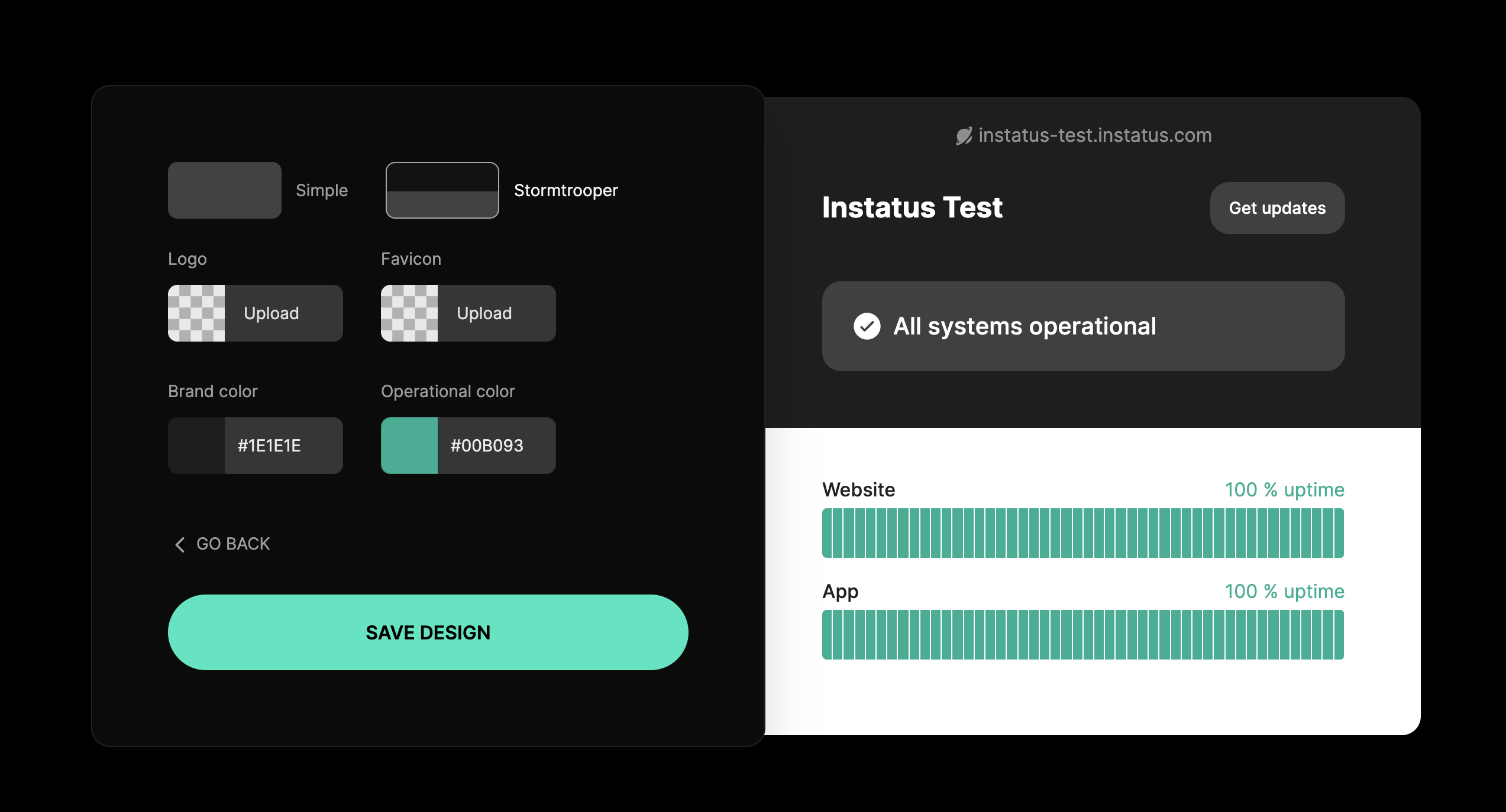 Customize your status page design